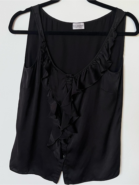Alberta Ferretti Tops - Alberta Ferretti Black Sleeveless Ruffle Detail Top